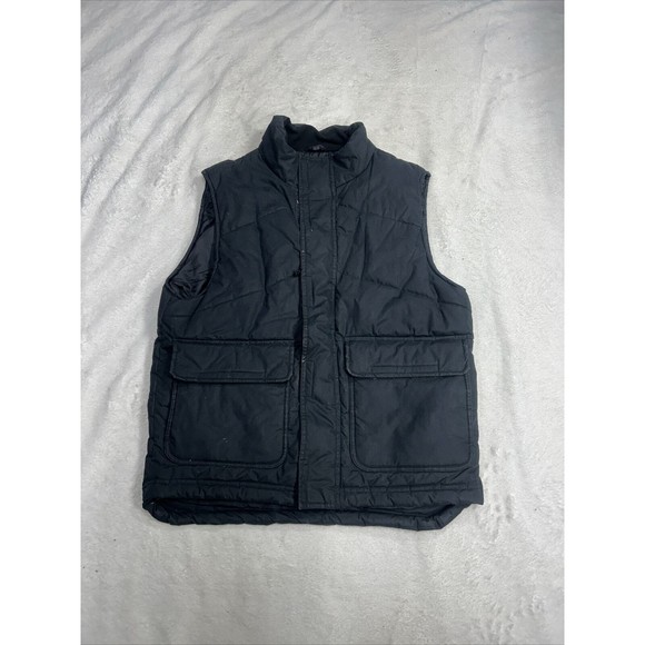 Vintage Y2K Gap Black Full-Zip Puffer Vest Men's Size Small - Picture 1 of 8